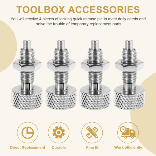 4Pcs Handle Quick Release Pins,Quick Release Lock Pin, Retractable Spring Plunger, M6 Lockout Kit for Rolling Tool Box 2