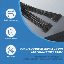 Dual PSU Power Supply 24-Pin ATX Motherboard Splitter Cable,24Pin(20+4) for ATX Motherboard Extension Cable