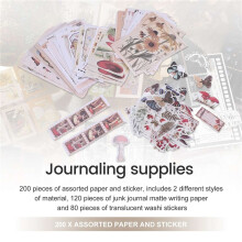 200 Stuks Vintage Scrapbook Benodigdheden Pack voor Junk Journal Planners DIY Papieren Stickers Vintage Ephemera Pack Decoupage