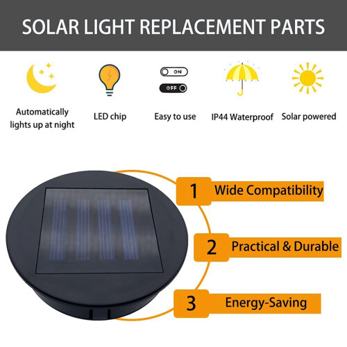 2 Pack Solar Lights Replacement Top for Lanterns, Waterproof Round Solar Lanterns Replacement Accessories(3.15 Inch) 2