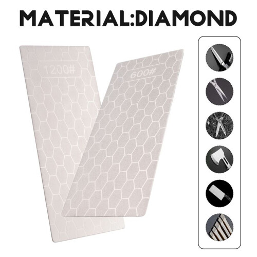 2PCS Diamond Sharpening Stone, Whetstone Honeycomb Surface Diamond Sharpener Plate with Non-Slip Base(600/1200 Grit) 1