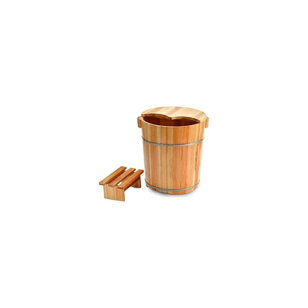 Wooden Foot Spa Bucket with Heat Retention and Massage Nodes, Large Durable Fir Wood Soaking Tub