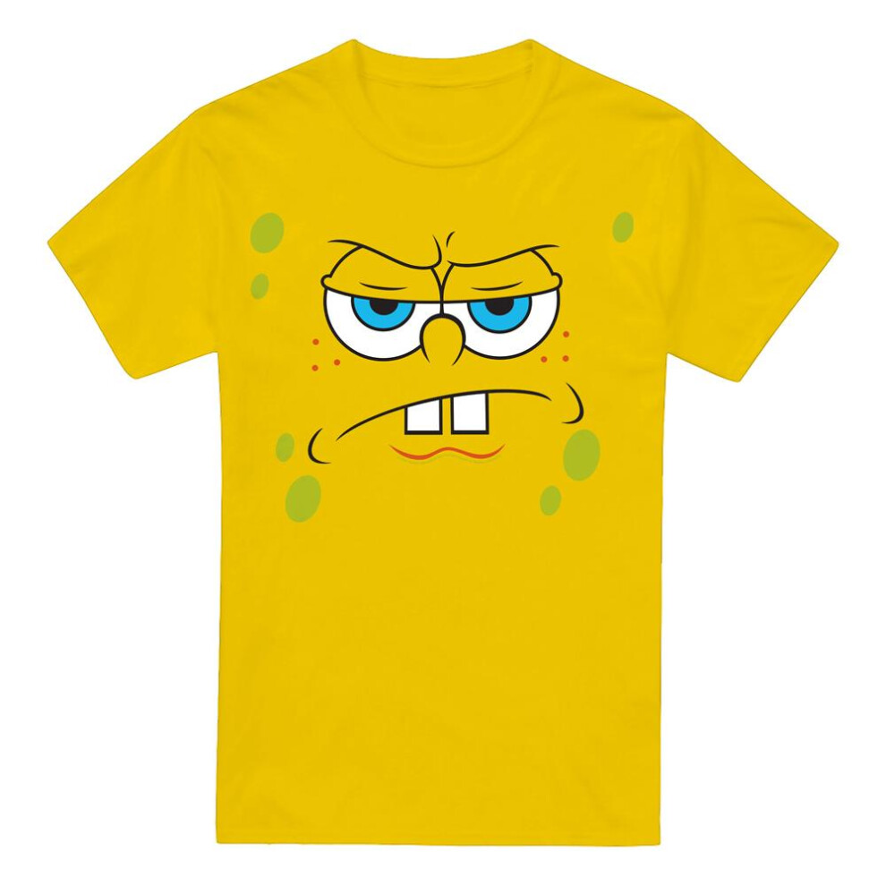 Spongebob Squarepants (L, Yellow) Mens Angry Face T-Shirt