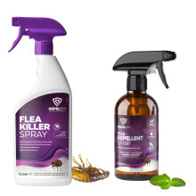 REPELEM Flea Treatment Kit 1L Flea Spray for The Home with 250ml Natural Flea Repellent Professional Strength Flea Treatment for House Household F