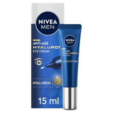 NIVEA MEN Anti-Age Hyaluron Eye Cream (15ml), Men's Eye Cream with Hyaluronic Acid, Visibly Reduces Deep Wrinkles and Eye Bags, Ey