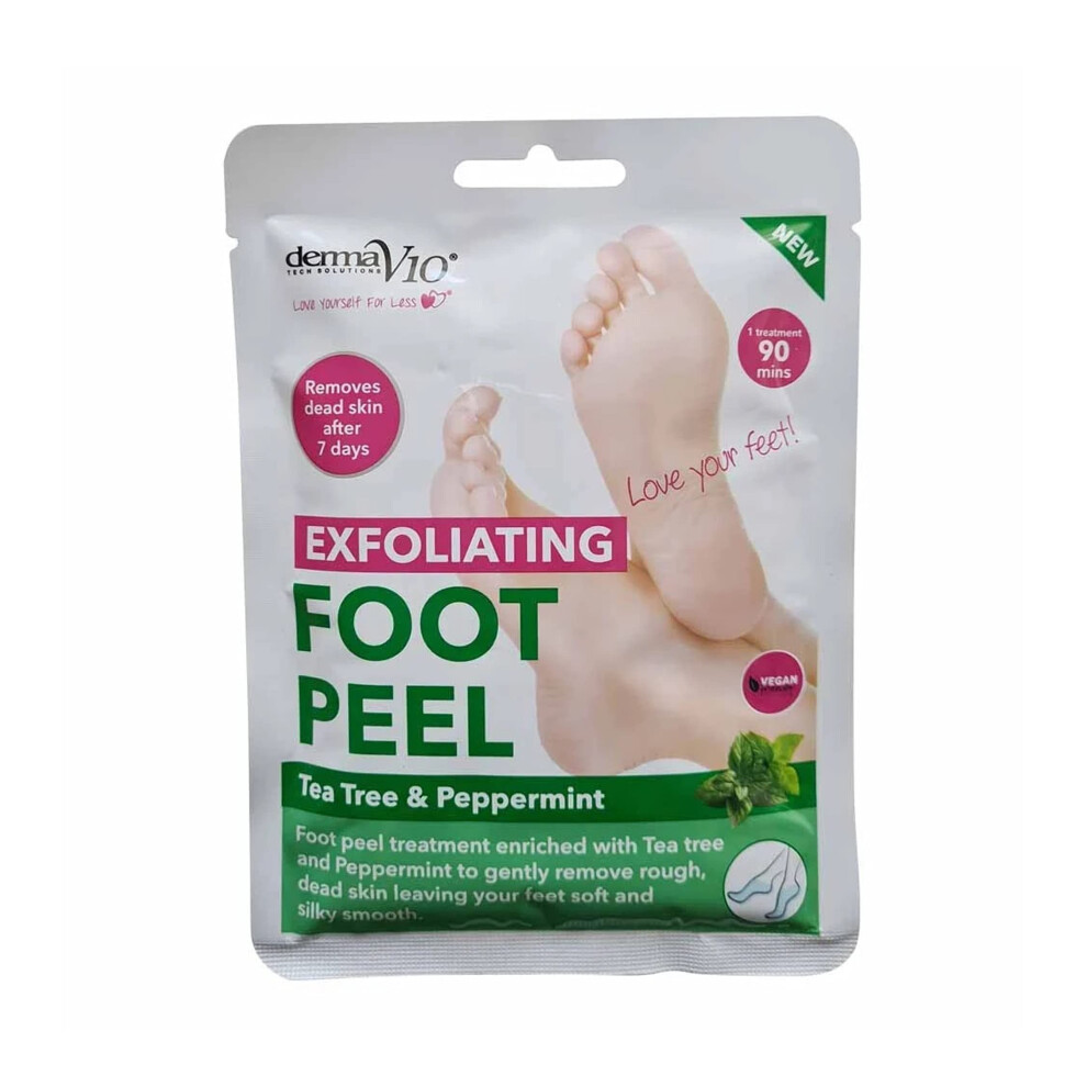 Derma V10 Dermav10 Exfoliating Foot Peel Tea Tree And Peppermint 1 Pair
