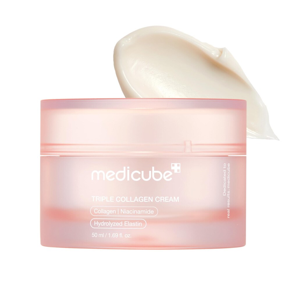Medicube Cream Triple Collagen Hydrating & Firming Moisturiser With Hyaluronic Acid, Premium Elastin, Shea Butter Wrinkle Care 1.6