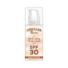 Hawaiian Tropic Hydrating Face Sunscreen, 50ml. SPF 30 (UVA+UVB), 12hr moisturisation, water resistant, vegan, makeup compatible.