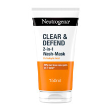 Neutrogena Clear & Defend 2-in-1 Wash-Mask, 150ml, For Oily, Spot-Prone Skin, 1% Salicylic Acid, Prevents Breakouts.