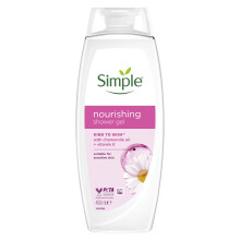 Simple Kind to Skin Nourishing Shower Gel Body Wash shower cream with vitamins and natural geranium oil for gentle skin care 6x 450 ml