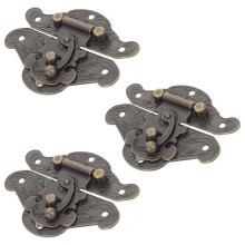 3pcs Vintage Cabinet Latch Lock Antique Zinc Alloy Hasp with Screws for Wooden Jewelry Boxes