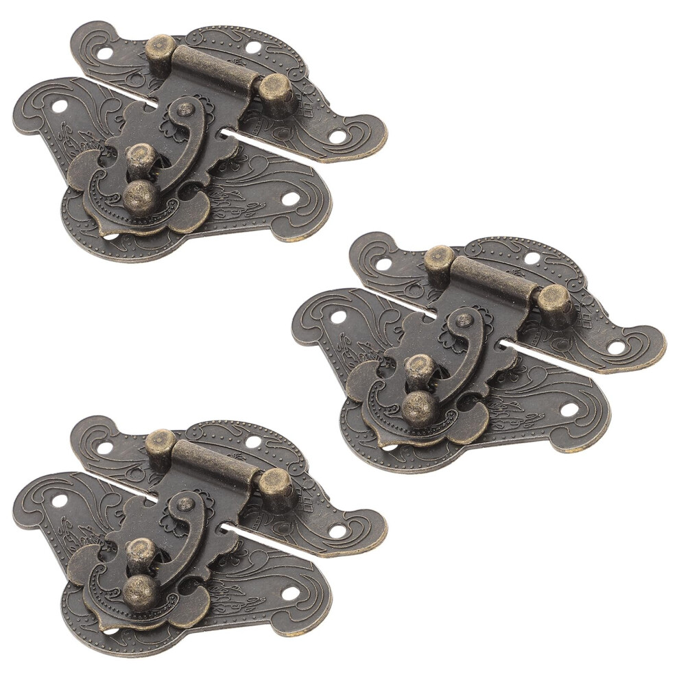 3Pcs Vintage Cabinet Latch Lock Antique Zinc Alloy Hasp With Screws For Wooden Jewelry Boxes 9771547224457