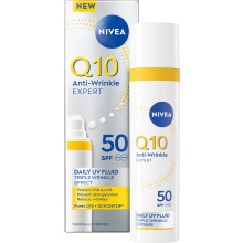 NIVEA Q10 Anti-Wrinkle Daily UV Cream SPF 50, Anti-Ageing, High UVA/UVB Protection, Matte Finish for Oily Skin, 40ml.