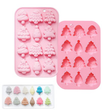 Pink 12 Cavity Christmas Silicone Baking Mold – FoodGrade NonStick for Chocolate Candy Soap