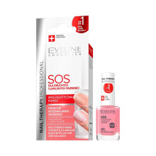 Eveline Cosmetics Nail Therapy Professional SOS Nail Strengthening Conditioner with Calcium & Collagen - For Brittle, Splitting, a