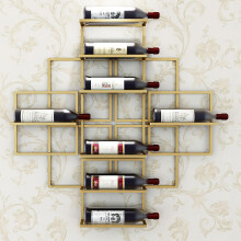 Gold Wall Mounted Wine Rack with Chinese Knot Design, SpaceSaving Metal Bottle Holder for Kitchen and Living Room
