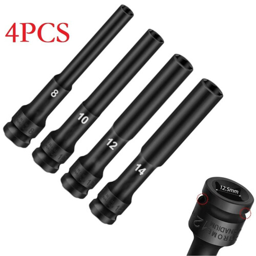 1/2 Drive Socket Wrench Hex Socket  8-14mm Socket  Tire Removal Tools Adapter Spanner Converter 4pcs 1