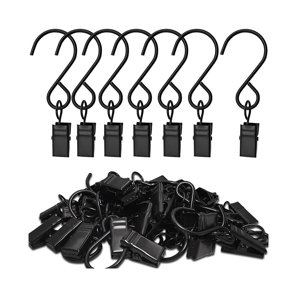 50Pcs Stainless Steel S Hooks Curtain Clips, Hanging Lights Clips, Hangers Gutter Photo, Art Display,3 Inch Long 6031511747249