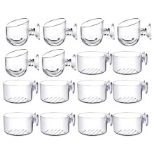 16PCS Aquatic Plant Cups Kit Transparent Acrylic Aquatic Plant Pot Kit with Suction, Aquarium Decoration 2 Shapes A