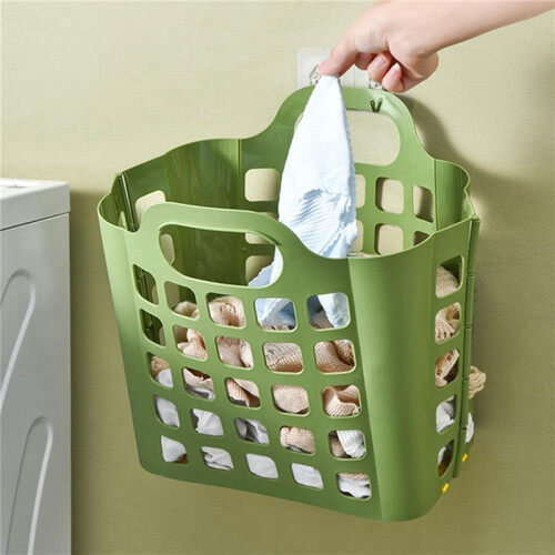 Laundry Basket Plastic Foldable Storage Basket Wall-Mounted Dirty Clothes Storage Basket Folding Plastic Laundry Basket 2