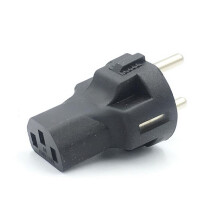 EU to IEC320 C13 Power Adapter,EU Male to IEC320 C13 Female AC Plug,EU(4.8MM) 2 Pin to PDU/UPS Conversion Plug,10A 250V