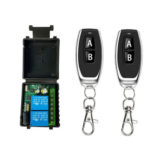 433MHz RF Remote Control DC6V-30V 2CH RF Relay Receiver with Remote Control for Garage Door Light Control