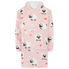 Super Soft Cozy Pink Sheep Red & White Heart Kids Childrens Size Lounge Hoodzie