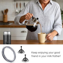 2Pcs Milk Frother Replacement Whisks and 1 Lid, Whisks for  Aeroccino 3/4/Xl and Lid for  Aeroccino 3