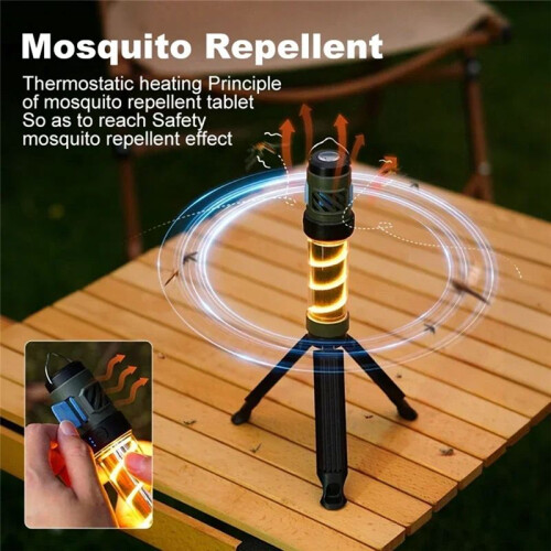 Mosquito Repeller Camping Light Rechargeable 3 in 1 Tent Lantern Waterproof Camping Lantern with Triangle Bracket