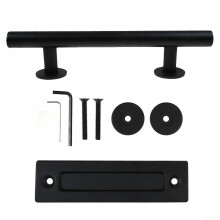 12 Inch Matte Black Barn Door Handle Set, Rustproof Sliding Pull for Interior and Exterior Doors