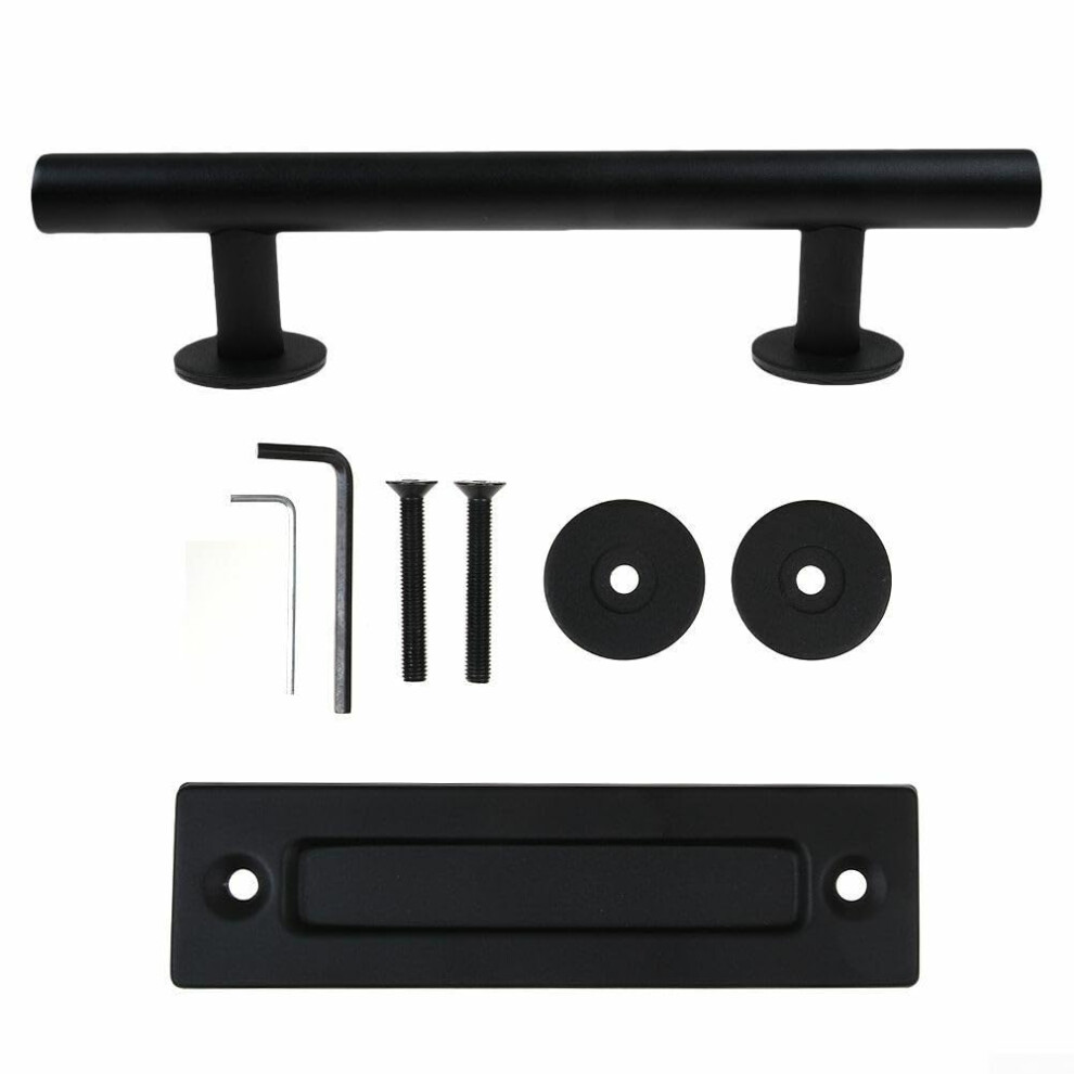 12 Inch Matte Black Barn Door Handle Set, Rustproof Sliding Pull For Interior And Exterior Doors 9169991246994