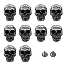 10 Pcs Skull Stud DIY Rivet Conchos for Leather Large Decorative Buckle for DIY Crafts Making Nickel Black