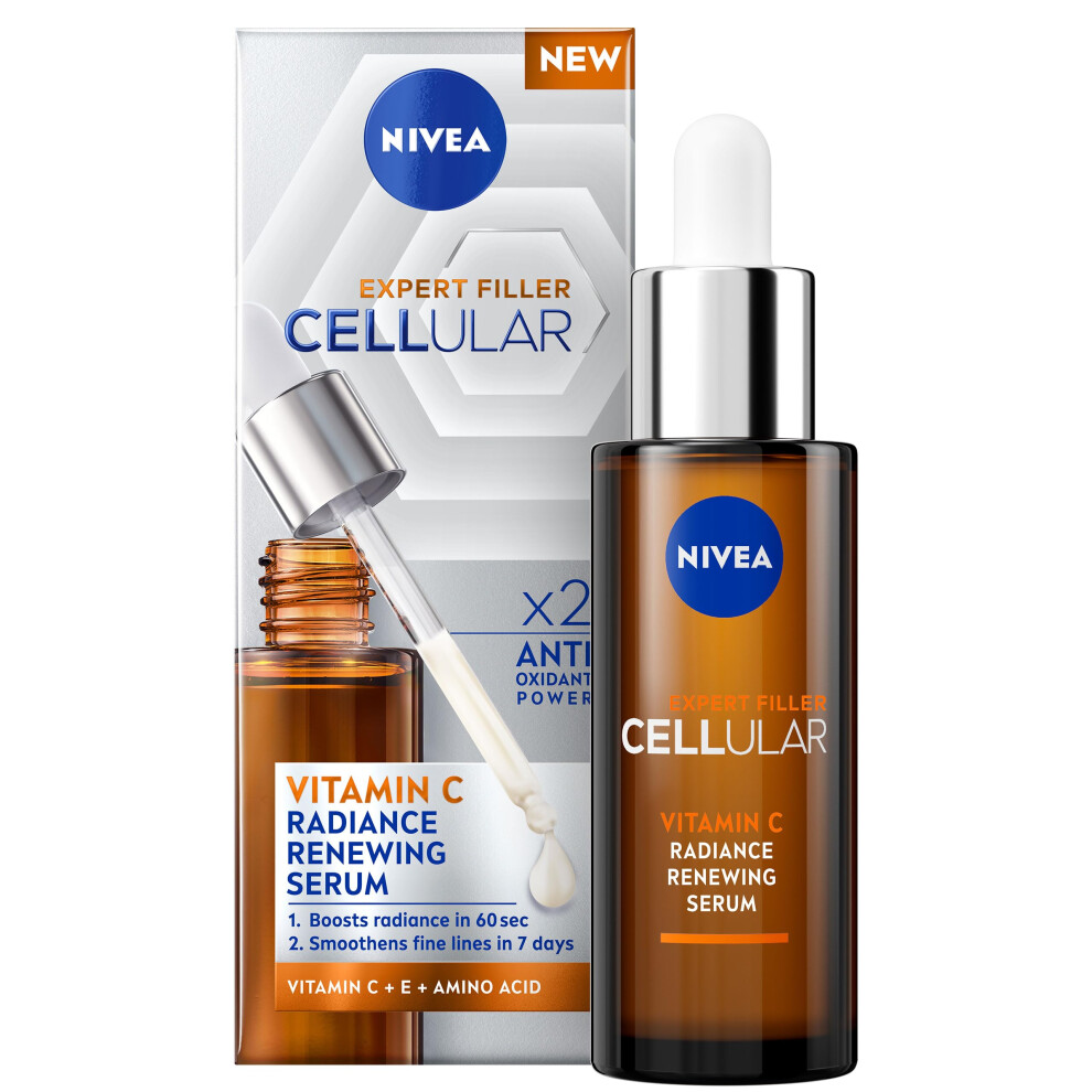 Nivea Cellular Expert Filler Vitamin C Radiance Renewing Serum (30Ml), Anti-Ageing Vitamin C Serum To Smooth Fine Lines And Wrinkl