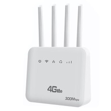 Enrutador 4G CPE, Enrutador WiFi 6 LTE con Ranura para Tarjeta SIM, Módem WiFi de 300 Mbps, Amplificador de Señal de Cuatro Antenas, Enrutador WiFi