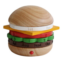 Burger Vorm Kalender Massief Hout Woondecoratie Draaibare Kalender Tafeldecoratie Bijpassende Geschenk Bureau Kalender Houtkleur