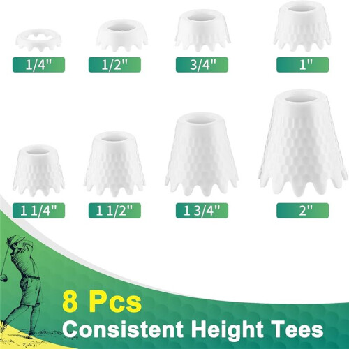 8 Tees de Golfe de 1/4 de Polegada A 2 Polegadas, Simulador de Golfe para Treinamento em Casa, Tees para Golfe de Direção em Ambientes Internos e 2