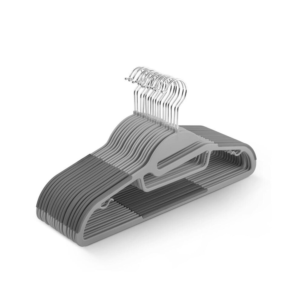 (Dark Grey, 50 Pack) Non-Slip Hangers - Durable Slimline Design, Space Saving With 360 Swivel 5063881296608