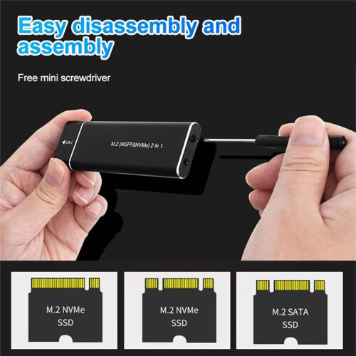 M2 SSD Case M.2 NVMe  SSD Enclosure USB 3.1 Type C Gen2 10Gbps Tool Free M.2 NVMe NGFF Solid State Drive Box Black 2