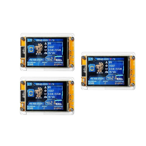 3 Peças Bitcoin NerdMiner V2 NMMiner Hashrate 411KH/S ESP32 2.8 Polegadas Display Crypto Solo Loteria ESP32-2432S028R DROOM