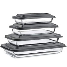Glass Baking Dish Set with Lids, Deep Oven Safe Glass Bakeware for Easy Cooking and Serving