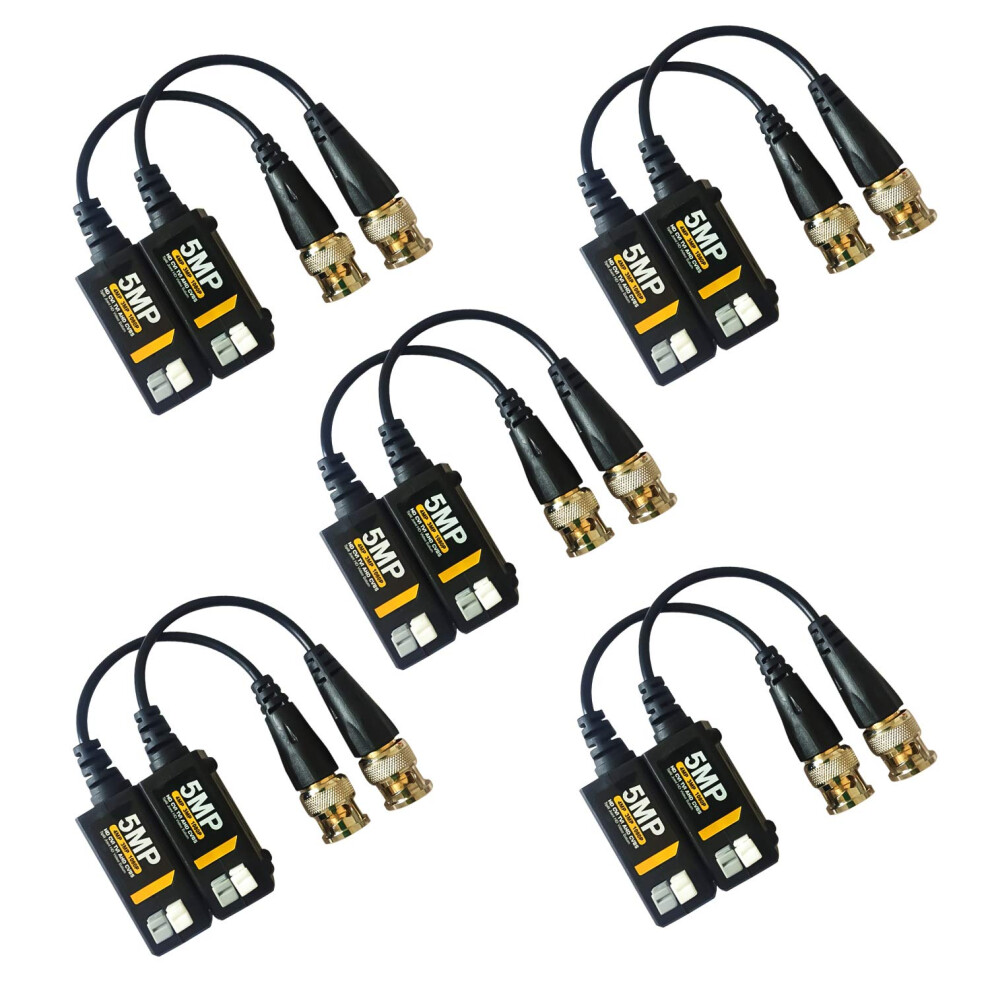 5 Pairs 5Mp Passive Cctv Video Balun Transceiver With Bnc For Ahd Tvi Cvi Cvbs Security Cameras 9771547224945