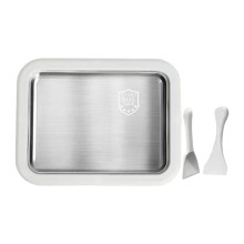 Rolled Ice Cream Maker Pan with Cold Plate, Stainless Steel Quick Freeze Set, White