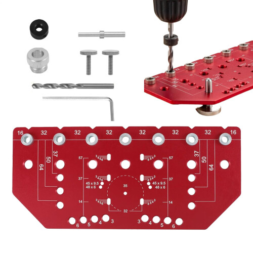 Adjustable Cabinet Hardware Jig with Precise Hinge Alignment for Woodworking and Home Improvement
