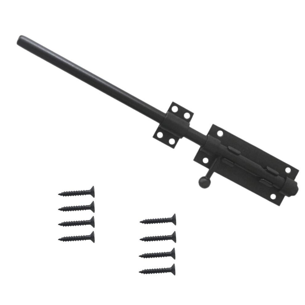 12 Inch Heavy Duty Barrel Bolt Gate Latch With Padlock Hole, Black Stainless Steel Lock For Fence Shed Barn Door 9169991247663