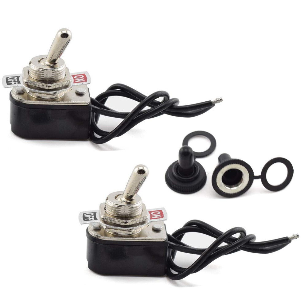 2 Pack Heavy Duty Spst Toggle Switch 125V 250V Ac On/Off Rocker Switch With Lead Wires 9169991247793