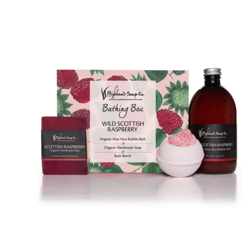 Highland Soap Co Scottish Wild Raspberry Organic Bathing Box Sets