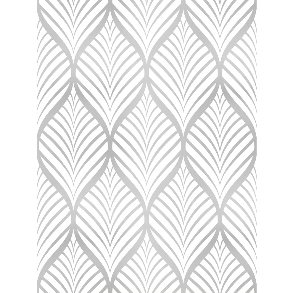 Silver Leaf Peel And Stick Wallpaper Boho Geometric Removable Vinyl Waterproof Bathroom Decor 17.5'X120' 9771547225744
