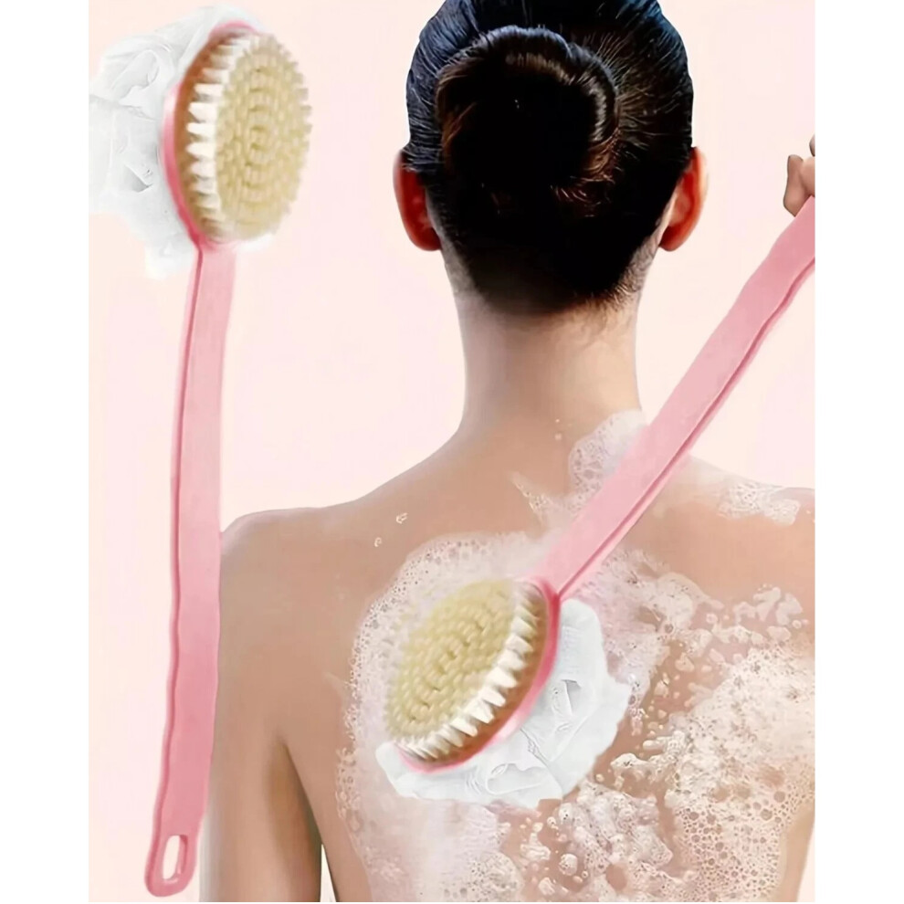 Long Handle Shower Brush Soft Bristle Back Scrubber and Body Massage Bath Brush
