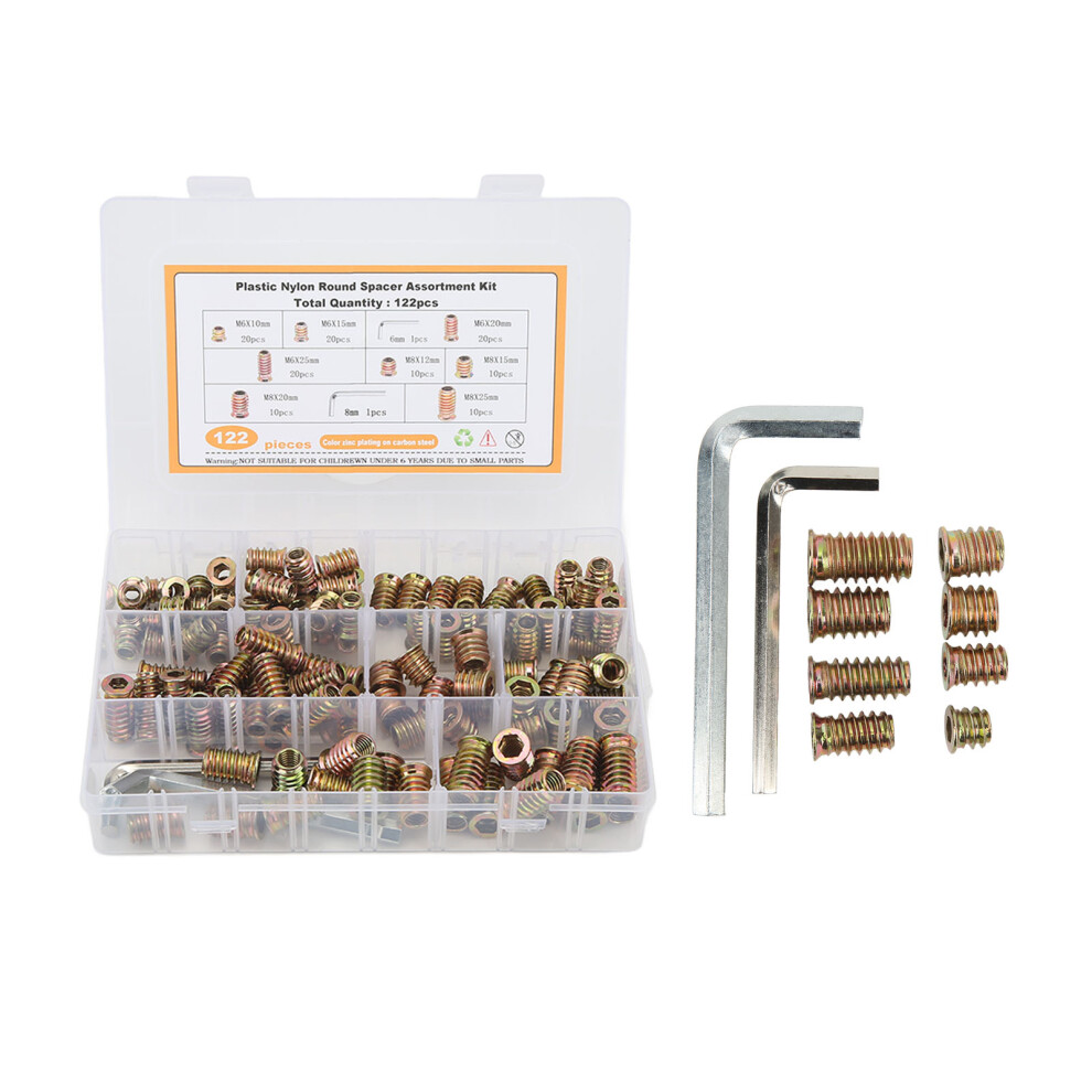 122Pcs Metric Carbon Steel Galvanized Threaded Inserts For Furniture 8431373777244