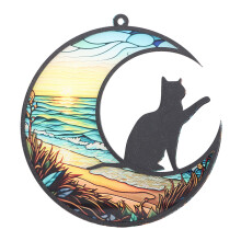 TYU402 Katzen-Gedenk-Suncatcher: Handgefertigtes Bleiglasfensterdekor